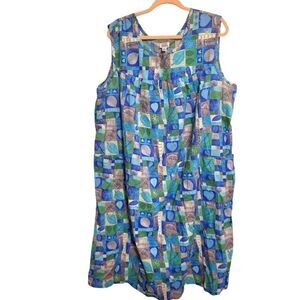 Only Necessities House Dress Lounge Wear Comfy Cool Print, Plus Size 1X